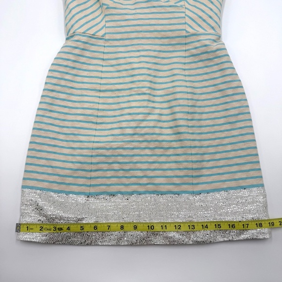 Lilly Pulitzer Women Remi Dress Blue Horizon Bayview Stripe 4 Metallic Strapless - Picture 10 of 16
